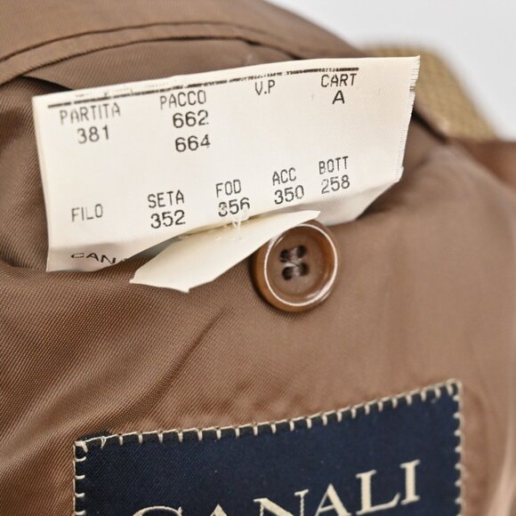 VTG 90s CANALI Blazer Mens Sz 52 Tan Houndstooth Wool Silk Blend Sports Coat - Picture 11 of 12